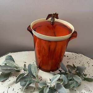 Vintage Mid-Century Georges Briard Faux Tortoise Shell Ice Bucket with Eagle Lid